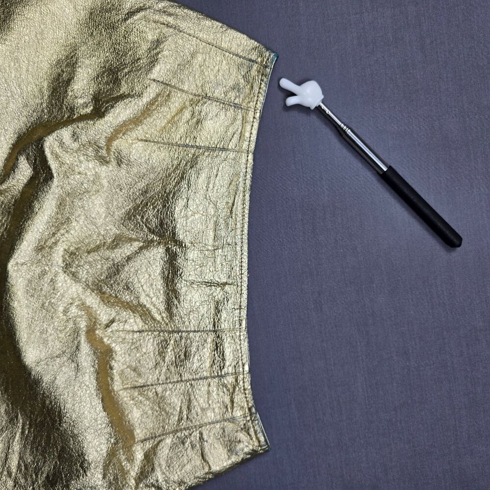 Melanzona Size 6 Metallic Gold Leather Pencil Skirt Vintage Bergdorf Goodman - Picture 4 of 8